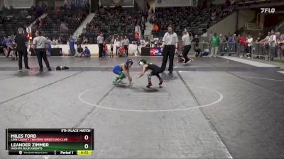 52 lbs 5th Place Match - Leander Zimmer, Wichita Blue Knights vs Miles Ford, Linn County Twisters Wrestling Club
