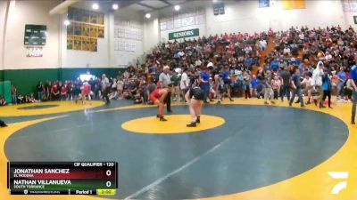 120 lbs Champ. Round 2 - Jonathan Sanchez, El Modena vs Nathan Villanueva, South Torrance