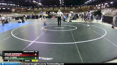 80 lbs Semifinal - Cody Clarke, Roundtree Wrestling Academy vs Taylor Thompson, Jefferson Middle School