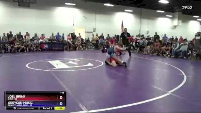 119 lbs Placement Matches (8 Team) - Joel Brink, Ohio vs Greyson Music, Pennsylvania Blue