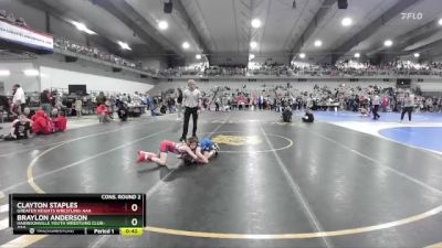 65 lbs Cons. Round 2 - Clayton Staples, Greater Heights Wrestling-AAA vs Braylon Anderson, Harrisonville Youth Wrestling Club-AAA