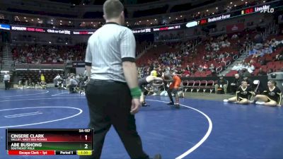 3A-157 lbs Champ. Round 2 - Abe Bushong, Southeast Polk vs Cinsere Clark, Valley, West Des Moines