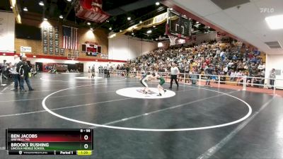 98 lbs Champ. Round 1 - Brooks Rushing, Lincoln Middle School vs Ben Jacobs, Greybull MS