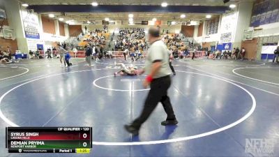 120 lbs Semifinal - Demian Pryima, Newport Harbor vs Syrus Singh, Laguna Hills