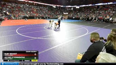 Girls 100 lbs Champ. Round 1 - Iszybelle Sonnentag, Cadott Girls vs Ruby Brandt, Horicon Girls