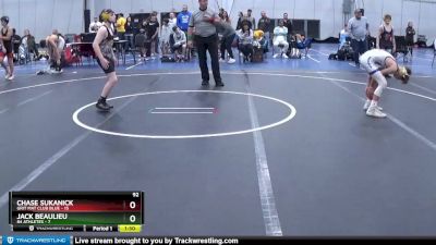 92 lbs Round 2 (6 Team) - Chase Sukanick, Grit Mat Club Blue vs Jack Beaulieu, 84 Athletes