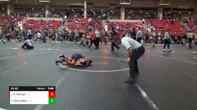 82-85 lbs Cons. Round 1 - Huntley Kirmer, Hoisington Jr Cardinals vs Isaiah Gonzales, Wesley Club Wrestling