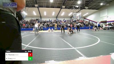 64 lbs Quarterfinal - Hollis Thomas, Wagoner Takedown Club vs Ashur Crary, Bristow Youth Wrestling