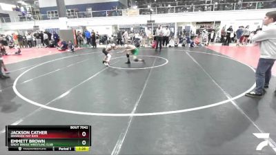 97 lbs Cons. Round 3 - Jackson Cather, Dinwiddie Mat Rats vs Emmett Brown, Great Bridge Wrestling Club