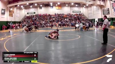 170 lbs Champ. Round 2 - Ryan Galvan, Santa Rosa Academy vs Lyon Kwon, Sunny Hills