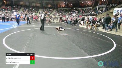 40 lbs 5th Place - Johnny Weisinger, Wyandotte Youth Wrestling vs Bodee Coffman, Piedmont