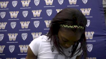 Sasha Wallace after winning the MPSF 60m hurdles