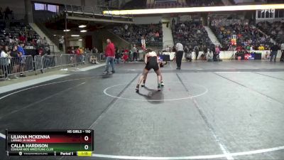 110 lbs Quarterfinal - Calla Hardison, Cougar Kids Wrestling Club vs Liliana McKenna, Larned Jr Indian