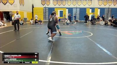 285 lbs Semifinals (8 Team) - Liam Higgins, Wellington Community Hs vs Daguy Massillon, South Dade