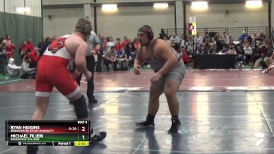 285 lbs Champ. Round 1 - Ryan Higgins, Bridgewater State University vs Michael Filieri, Springfield College