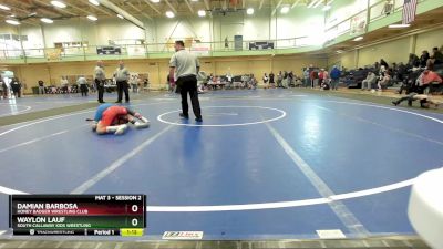 95-100 lbs Round 1 - Damian Barbosa, HONEY BADGER WRESTLING CLUB vs Waylon Lauf, South Callaway Kids Wrestling