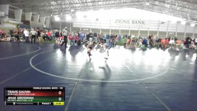 92 lbs Cons. Round 4 - Travis Gauvin, Bear Cave Wrestling Club vs Jesse Grossman, Billings Wrestling Club