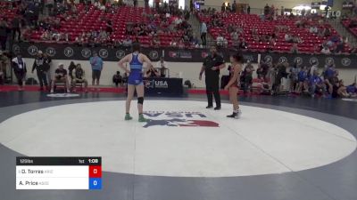 125 lbs Cons 8 #1 - Danica Torres, Arizona Girls Wrestling vs Aliza Price, Ascend Wrestling Academy