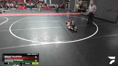 90 lbs Cons. Round 5 - Emerson Peterson, New Richmond vs Braun Tollefson, Whitehall