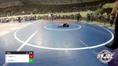 43 lbs Round Of 32 - Franciso Lopez, OKC Saints Wrestling vs Elijah Coffel, NB Elite