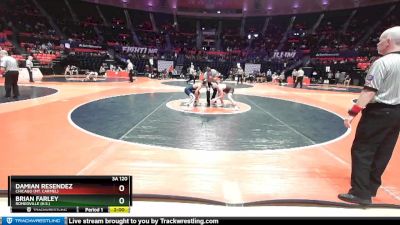 3A 120 lbs Cons. Round 1 - Damian Resendez, Chicago (Mt. Carmel) vs Brian Farley, Romeoville (H.S.)