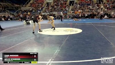 133 lbs Cons. Round 3 - Zane Awender, Oakes vs Bryce Schneider, Napoleon G-S