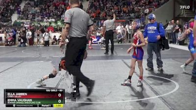 60 lbs Quarterfinal - Ella Jabben, Caney Valley vs Emma Vaughan, Bonner Springs Wrestling Club