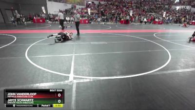 95 lbs Cons. Round 2 - John Vanderloop, Mayville Wrestling Club vs Jayce Schwartz, Oregon Youth Wrestling