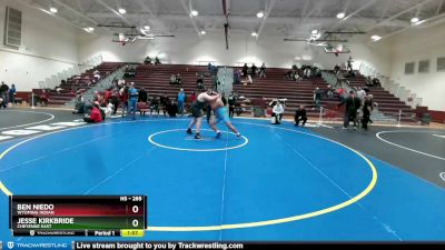 285 lbs Quarterfinal - Jesse Kirkbride, Cheyenne East vs Ben Niedo, Wyoming Indian