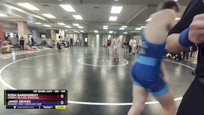 138 lbs 3rd Place Match - Koen Barendregt, Kimberly Bulldog Wrestling vs James Graves, Bonners Ferry Wrestling Club