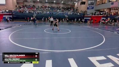 150 lbs Quarterfinal - Kolten Oborny, Conroe Woodlands College Park vs Will Deutschlander, Austin Lake Travis