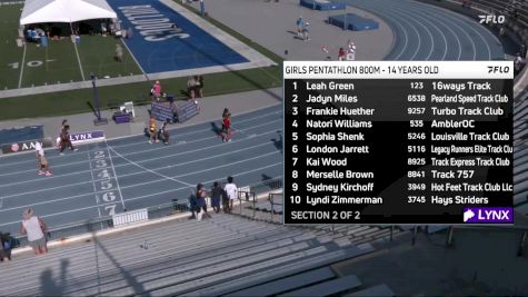 Elementary Girls' 800m Aau Junior Olympics, Finals 2 - Age 14