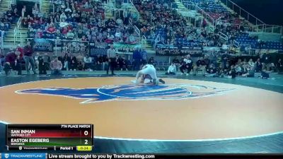 285 lbs 7th Place Match - San Inman, Watford City vs Easton Egeberg, Bismarck