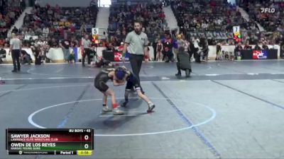 43 lbs Quarterfinal - Owen De Los Reyes, Kansas Young Guns vs Sawyer Jackson, Lawrence Elite Wrestling Club