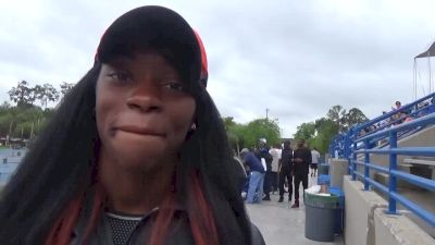 Shayla Sanders after winning the 100 at Florida Relays