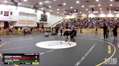 106 lbs Cons. Round 2 - Michael Bravo, Shadow Hills vs Nathan Valencia, Cerritos