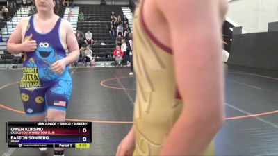 Junior-1 lbs Round 2 - Owen Korsmo, Cresco Youth Wrestling Club vs Easton Sonberg, OSAGE