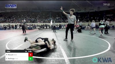 74 lbs 2nd Place - Payton Mccall, Broken Arrow Wrestling Club vs Emerson Rollings, Tulsa Blue T Panthers