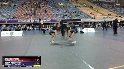 101 lbs Placement (4 Team) - Sofia Abramson, Oklahoma City University vs Sage Beltran, Missouri Valley College