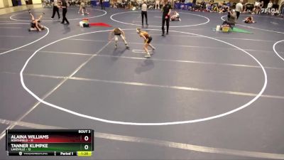 64 lbs Quarterfinals (8 Team) - Tanner Klimpke, Lakeville vs Alaina Williams, Northfield