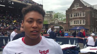 Kaylin Whitney after 4x1 at 2016 Penn Relays