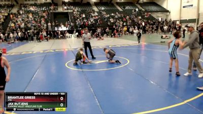 100 lbs Cons. Semi - Brantlee Griess, 2TG vs Jax Rutjens, Elkhorn Valley Wrestling Club