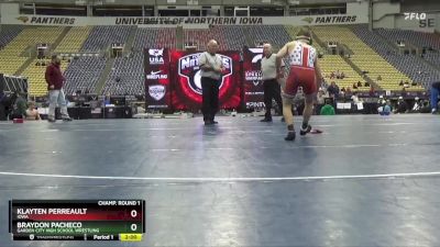 106 lbs Champ. Round 1 - Braydon Pacheco, Garden City High School Wrestling vs Klayten Perreault, Iowa