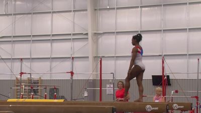 Simone Biles Practices Baranis on Beam