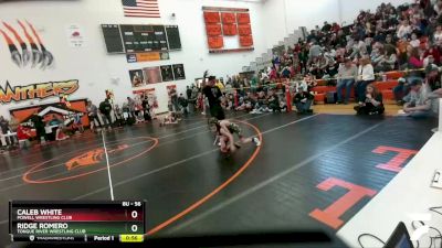 56 lbs Quarterfinal - Ridge Romero, Tongue River Wrestling Club vs Caleb White, Powell Wrestling Club