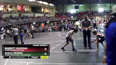 80 lbs Champ. Round 2 - Emilio Mendez, Hawks Wrestling Club (Lincoln) vs Barrett Gossman, Pioneer Wrestling Club