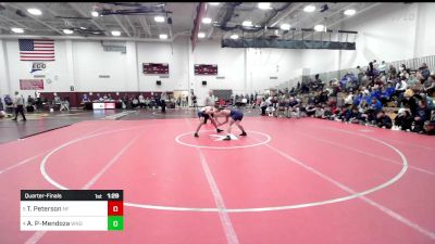 160 lbs Quarterfinal - Tyler Peterson, New Fairfield vs Aaron Palacios-Mendoza, Windham