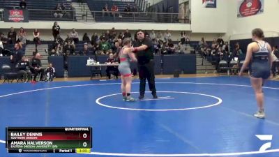 155 lbs Quarterfinal - Bailey Dennis, Southern Oregon vs Amara Halverson, Eastern Oregon University (OR)