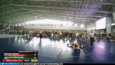 136 lbs Cons. Round 2 - Skyler Oveson, Iron County Wrestling Academy vs Bretton Poppleton, Oregon