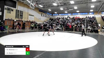 138 lbs Round Of 32 - Keshav Khanna, Westhill vs Alex Rubin, Enfield
